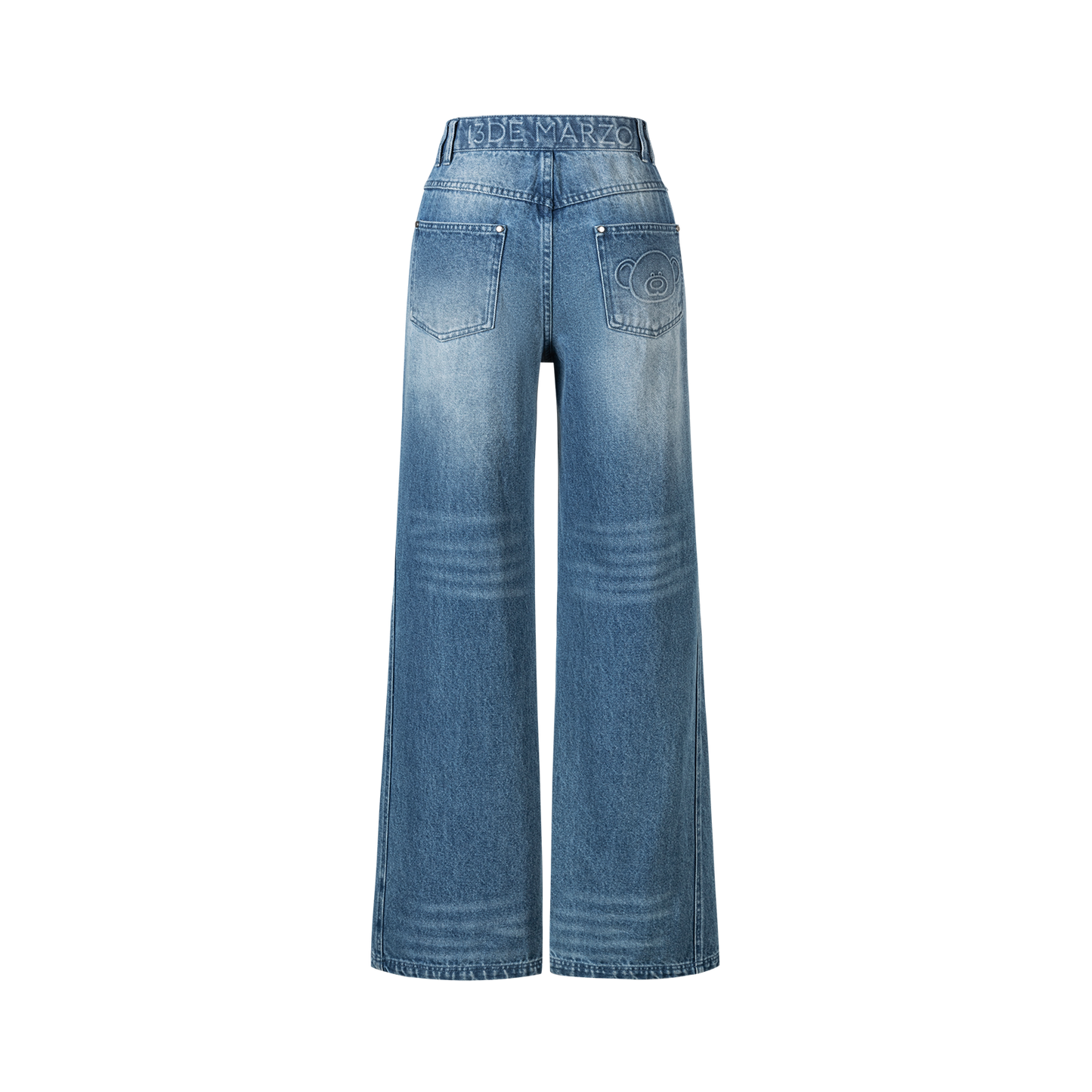 13DE MARZO Washed Broken Bear Jeans Blue