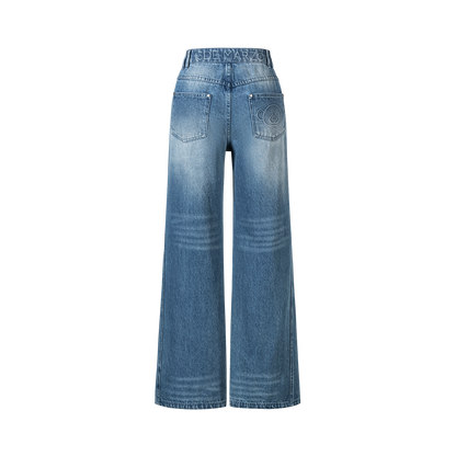 13DE MARZO Washed Broken Bear Jeans Blue