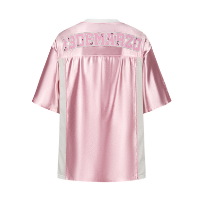 13DE MARZO Bear Cheerleader Satin Jersey T-shirt Pink - 13DE MARZO