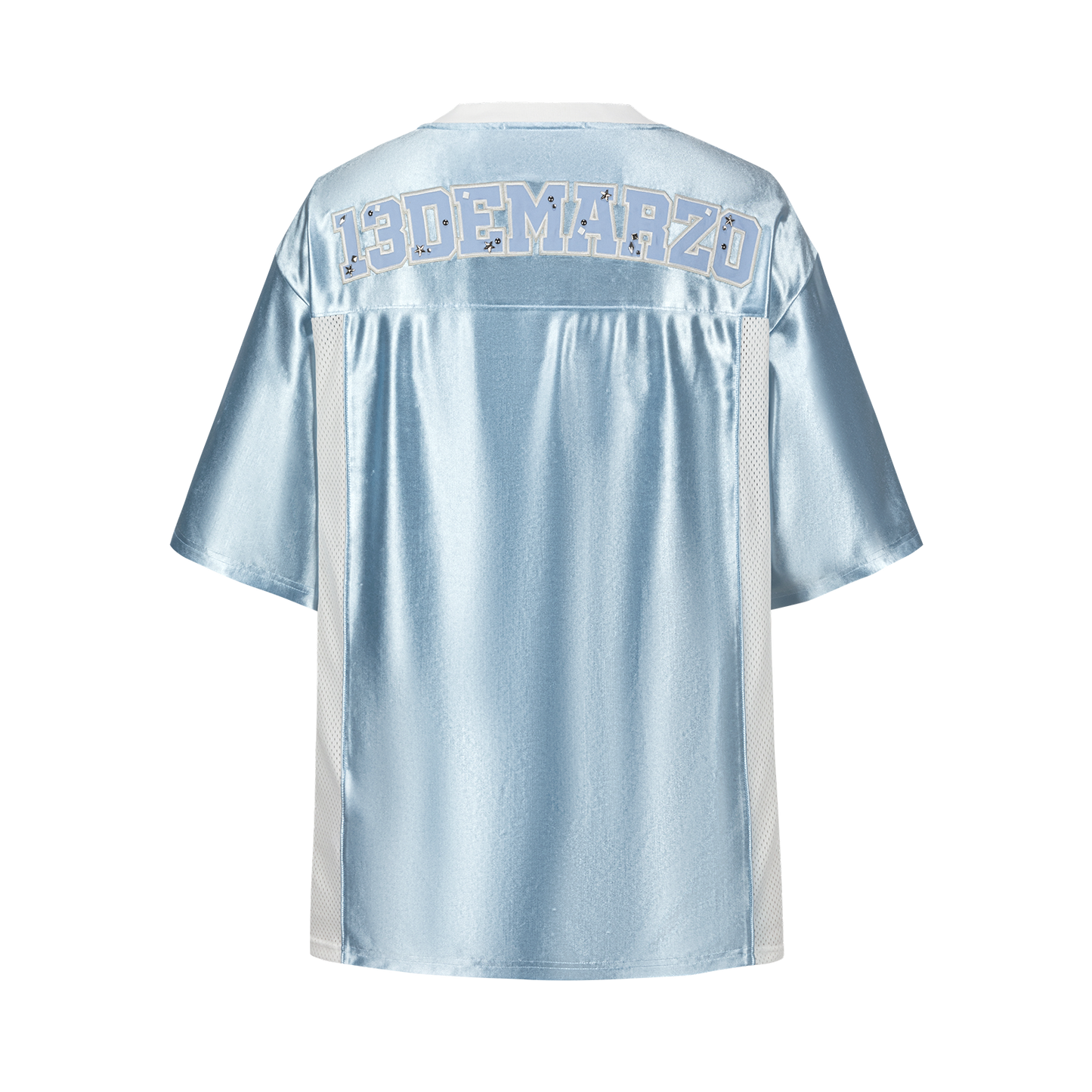 13DE MARZO Bear Cheerleader Satin Jersey T-shirt Blue - 13DE MARZO