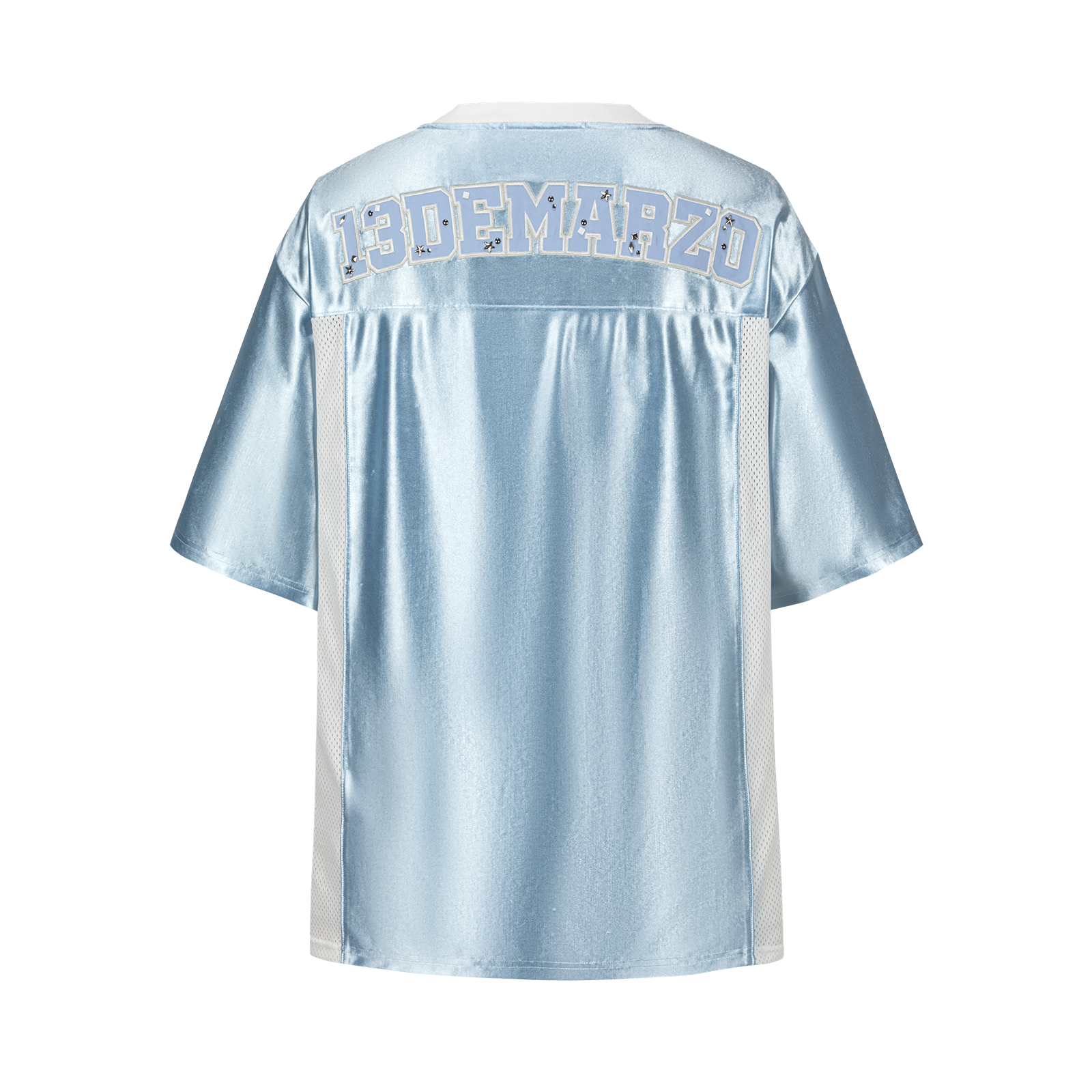 13DE MARZO Bear Cheerleader Satin Jersey T-shirt Blue - 13DE MARZO