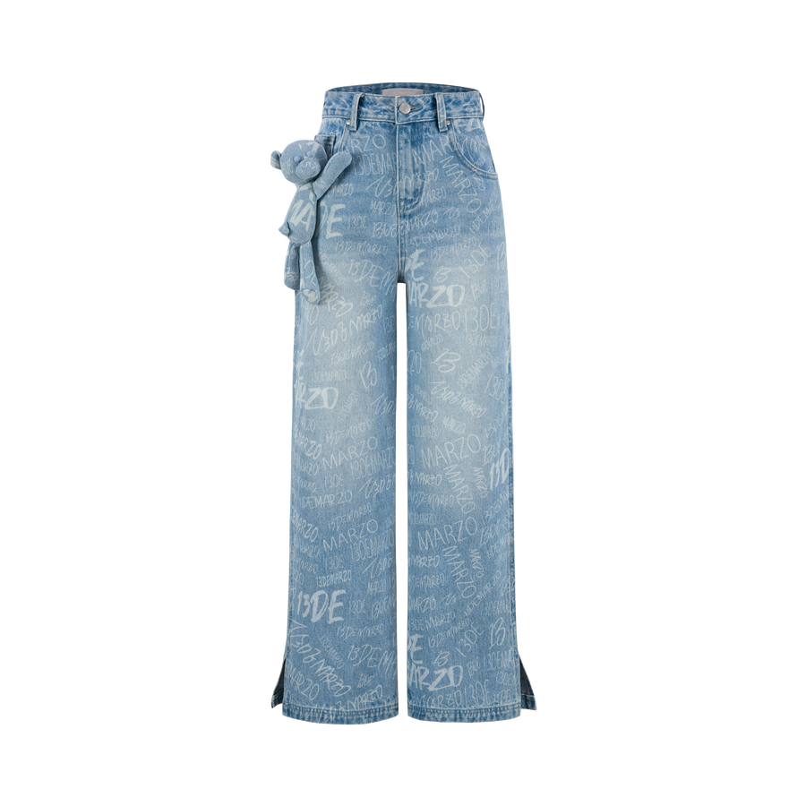 13DE MARZO Graffiti Logo Denim Jeans - 13DE MARZO