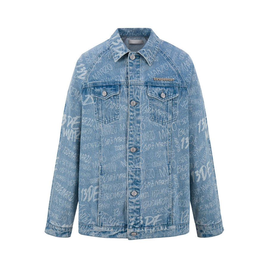 13DE MARZO Graffiti Logo Denim Jacket - 13DE MARZO