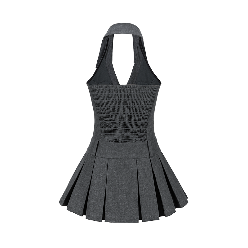 13DE MARZO Halter Neck Blazer Dress Grey