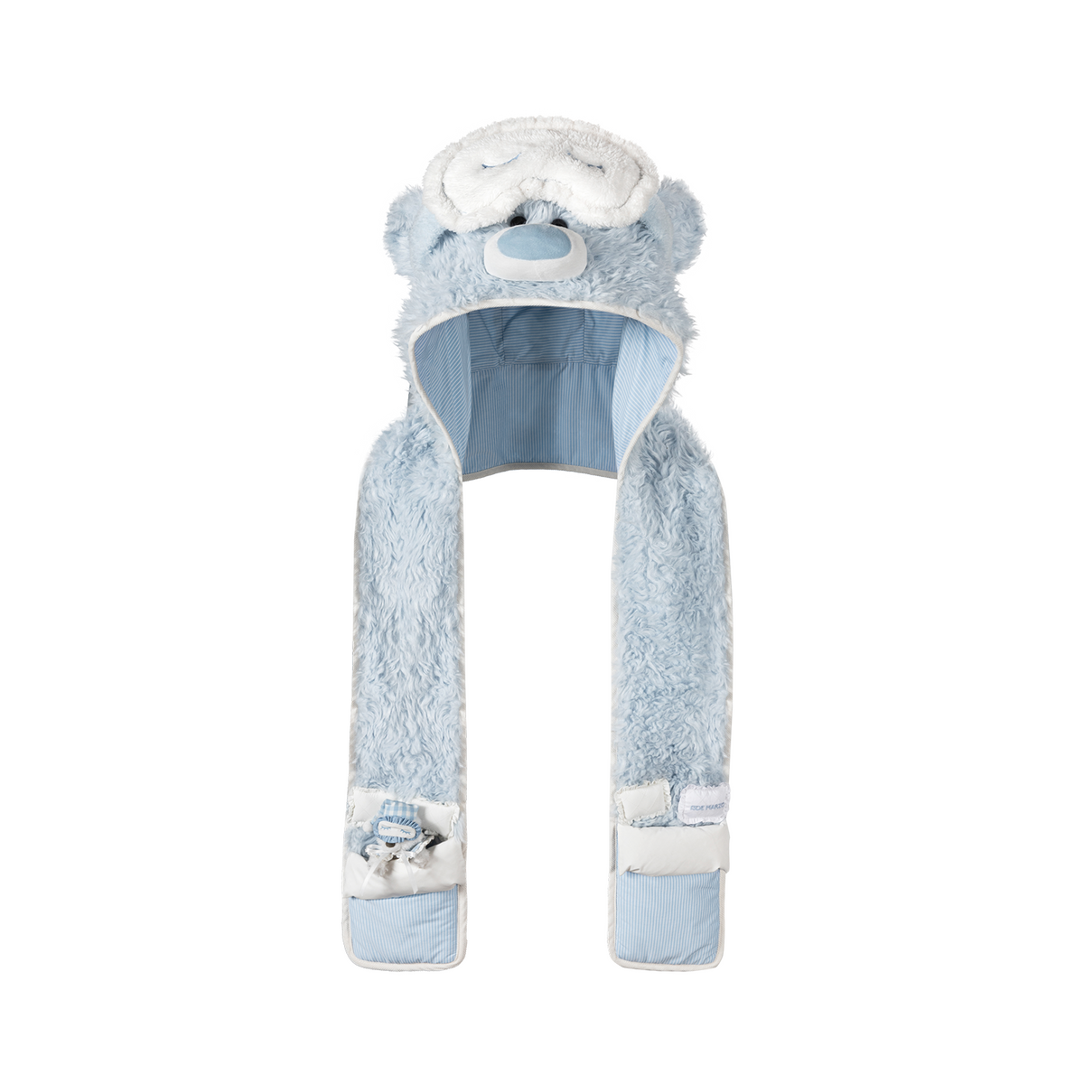 13DE MARZO Nighty Night Bear Hooded Scarf Blue