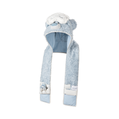 13DE MARZO Nighty Night Bear Hooded Scarf Blue