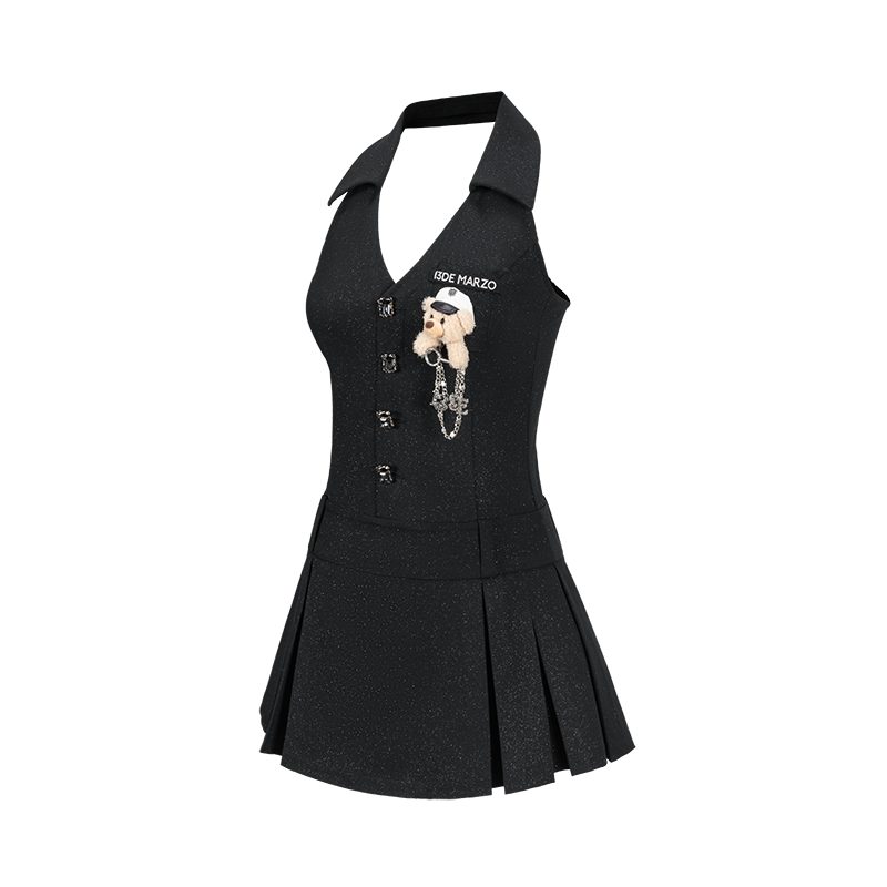 13DE MARZO Halter Neck Blazer Dress Black