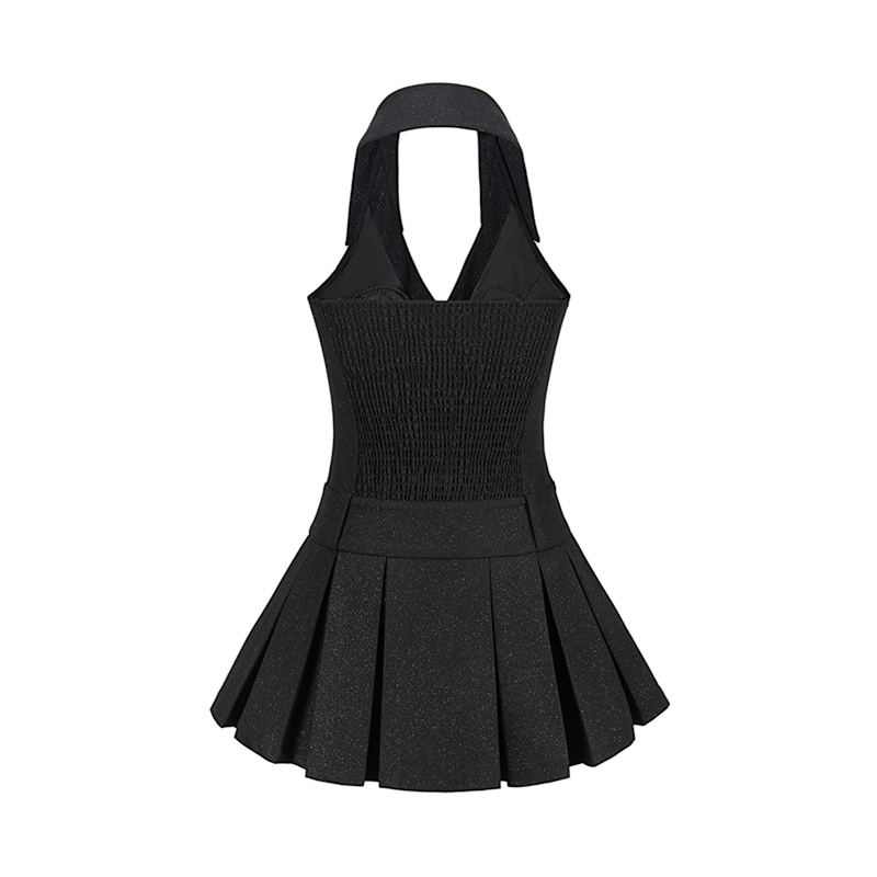 13DE MARZO Halter Neck Blazer Dress Black