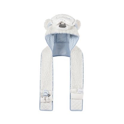 13DE MARZO Nighty Night Bear Hooded Scarf White