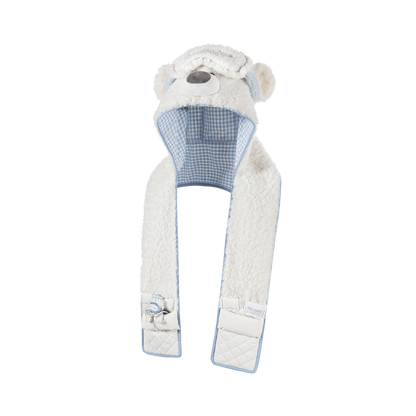 13DE MARZO Nighty Night Bear Hooded Scarf White