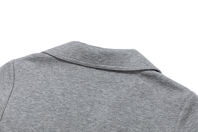 13DE MARZO Faux Rhinestones Fitted Polo Shirt Grey