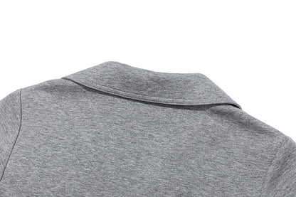 13DE MARZO Faux Rhinestones Fitted Polo Shirt Grey