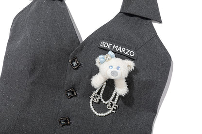 13DE MARZO Halter Neck Blazer Dress Grey