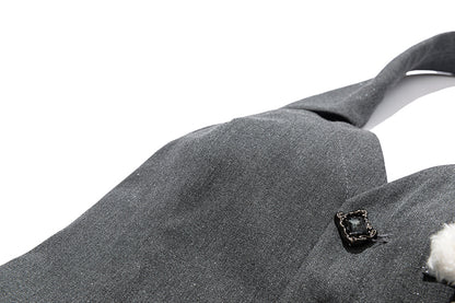 13DE MARZO Halter Neck Blazer Dress Grey