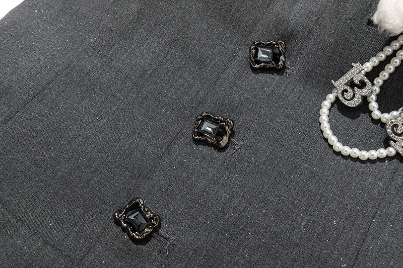 13DE MARZO Halter Neck Blazer Dress Grey