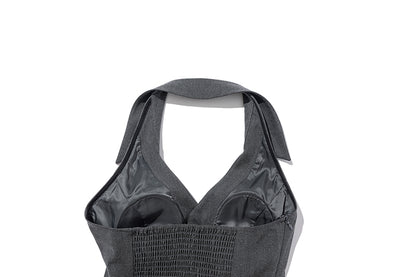 13DE MARZO Halter Neck Blazer Dress Grey