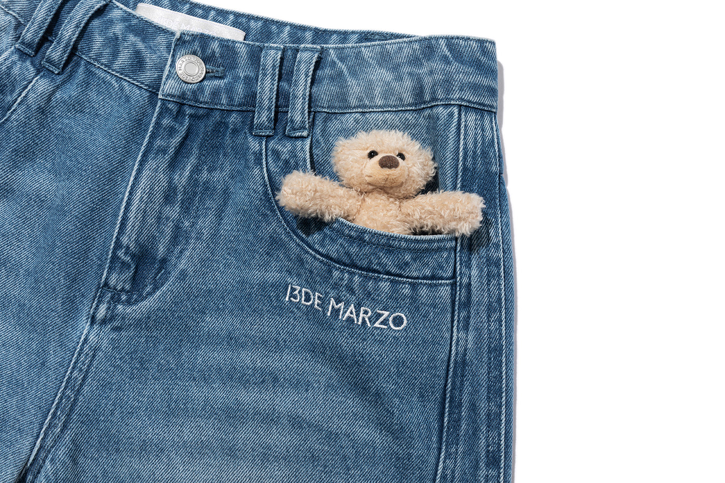 13DE MARZO Washed Broken Bear Jeans Blue