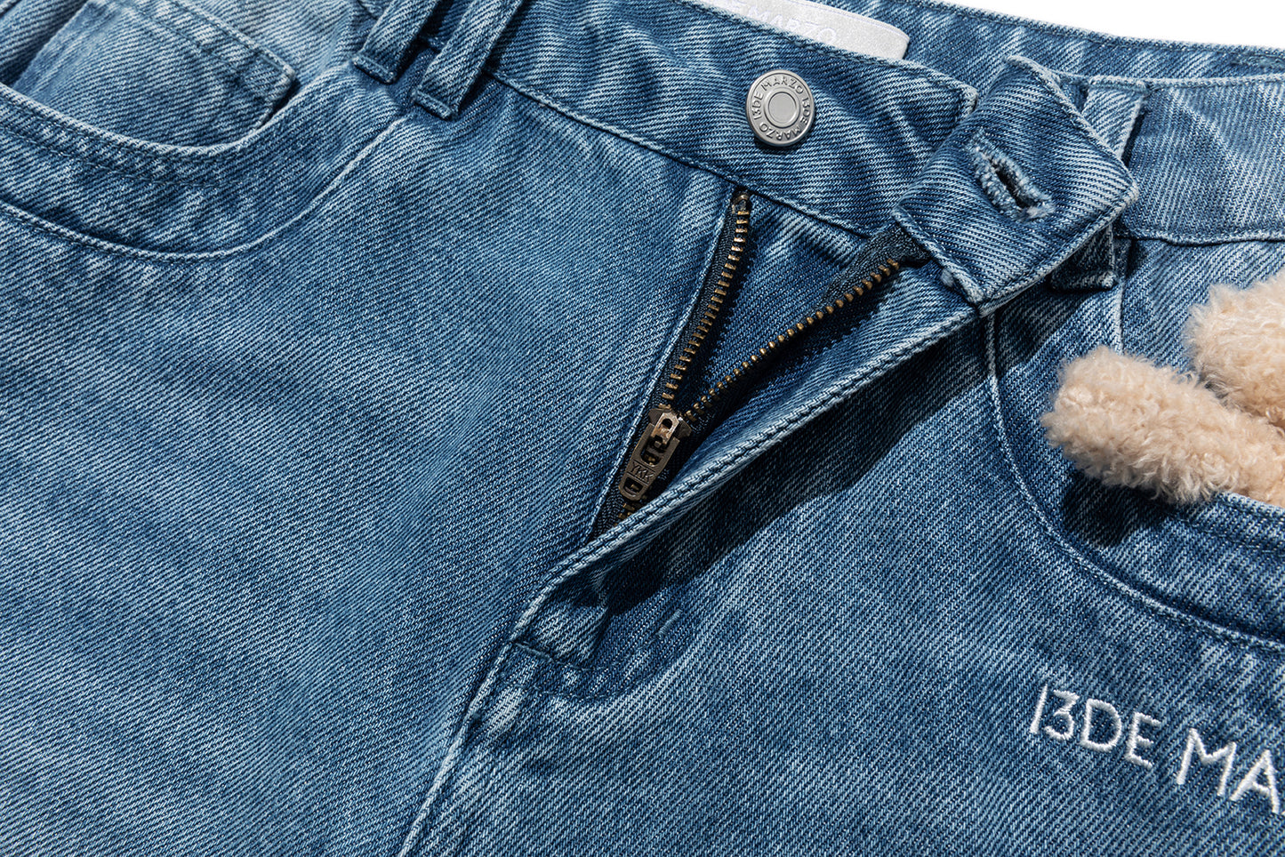 13DE MARZO Washed Broken Bear Jeans Blue