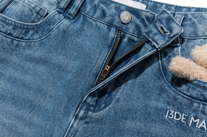 13DE MARZO Washed Broken Bear Jeans Blue