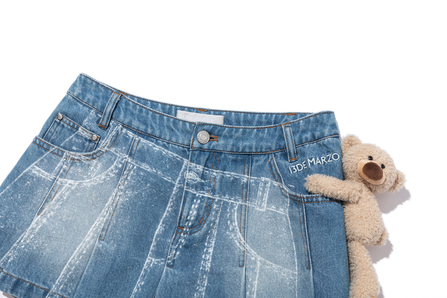 13DE MARZO Misposition Printing Denim Dress Blue - 13DE MARZO