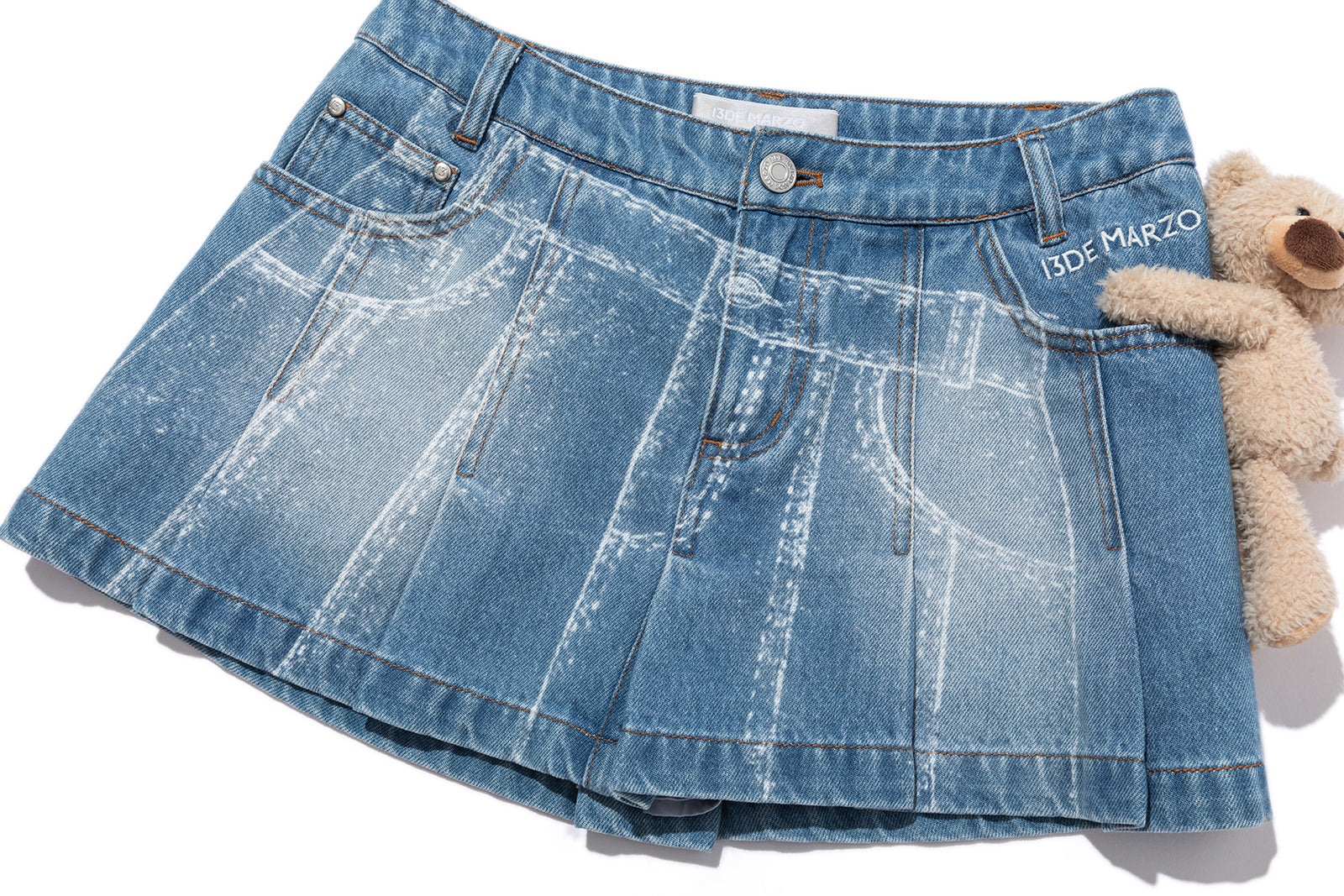 13DE MARZO Misposition Printing Denim Dress Blue - 13DE MARZO