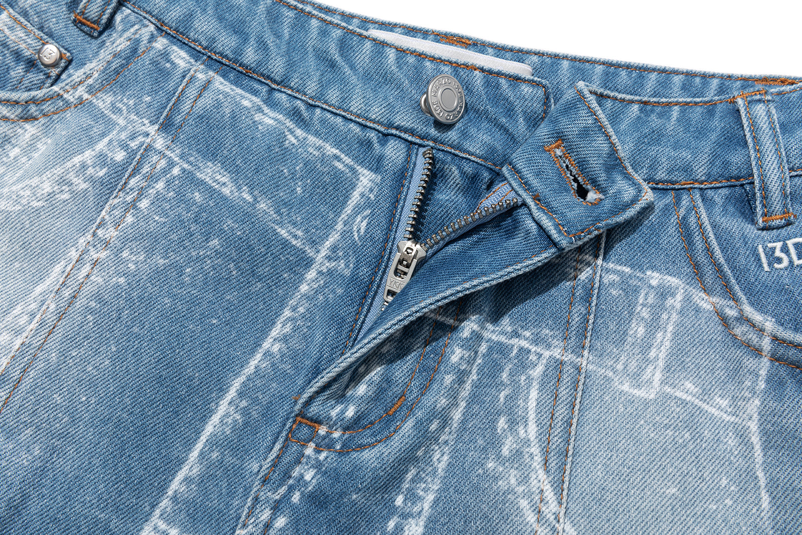 13DE MARZO Misposition Printing Denim Dress Blue - 13DE MARZO