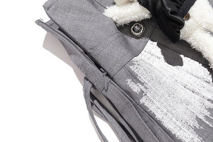 13DE MARZO Faux Rhinestones Double-Layer Pleated Skirt Grey