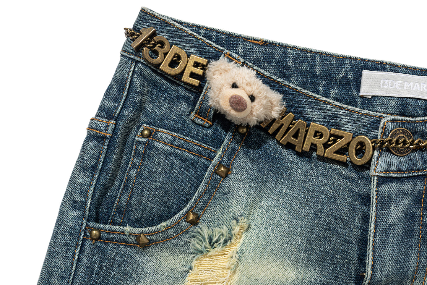 13DE MARZO Metal Waist Chain Jorts - 13DE MARZO