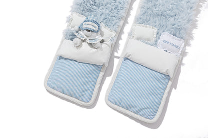 13DE MARZO Nighty Night Bear Hooded Scarf White