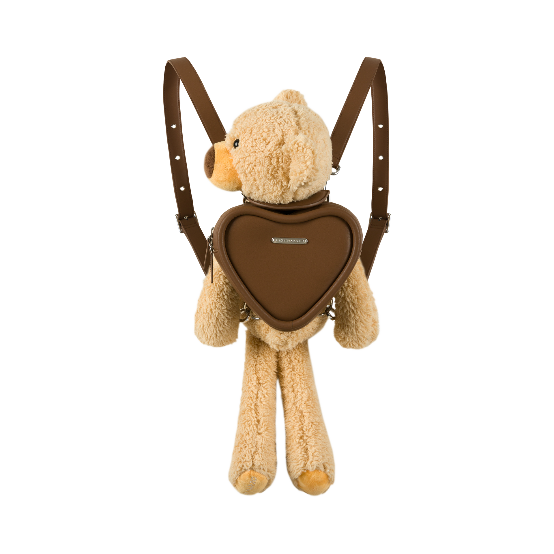 13DE MARZO Bear Heart Backpack | Brown & Pink