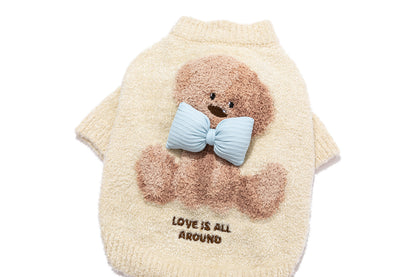 13DE MARZO Pet Coral Fleece Sweater Almond
