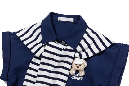 13DE MARZO Golf Shirt Two-Piece Set Navy Blue - 13DE MARZO