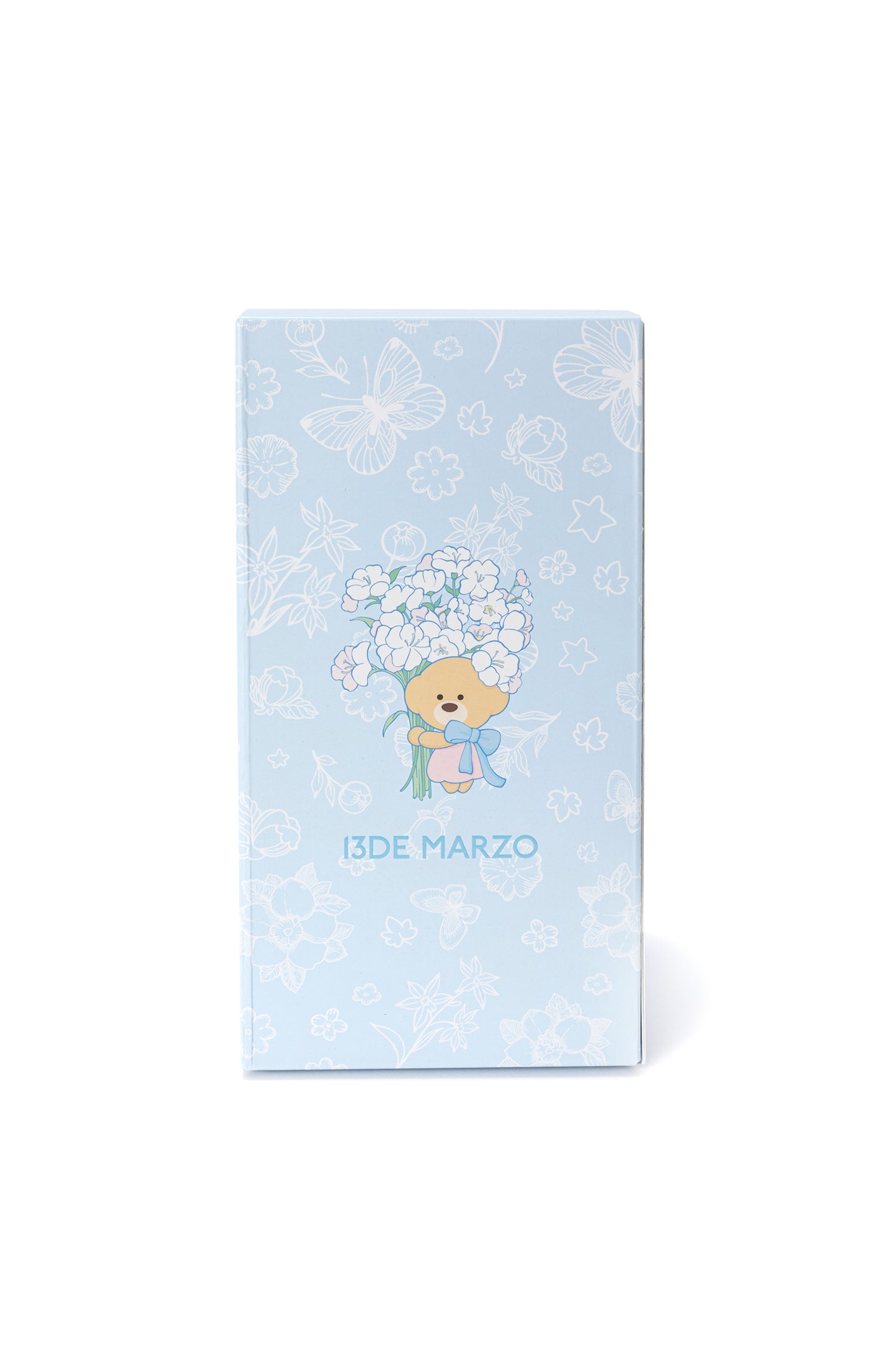 13DE MARZO Embossed Floral Bear Steel Cup White
