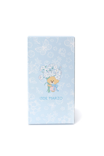 13DE MARZO Embossed Floral Bear Steel Cup White