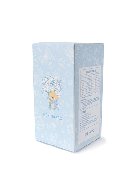 13DE MARZO Embossed Floral Bear Steel Cup White