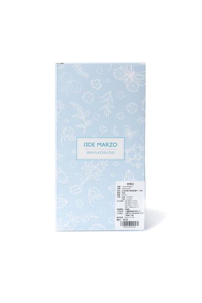 13DE MARZO Embossed Floral Bear Steel Cup White