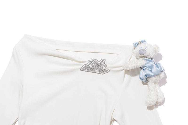 13DE MARZO Off-Shoulder Tiered Dress White