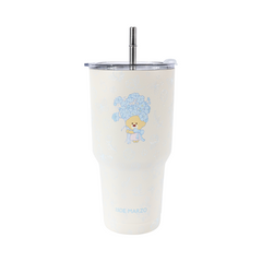 13DE MARZO Embossed Floral Bear Steel Cup White