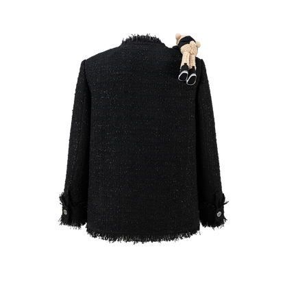 13DE MARZO Rolling Stones Badge Tweed Jacket Black