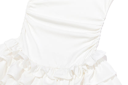 13DE MARZO Off-Shoulder Tiered Dress White