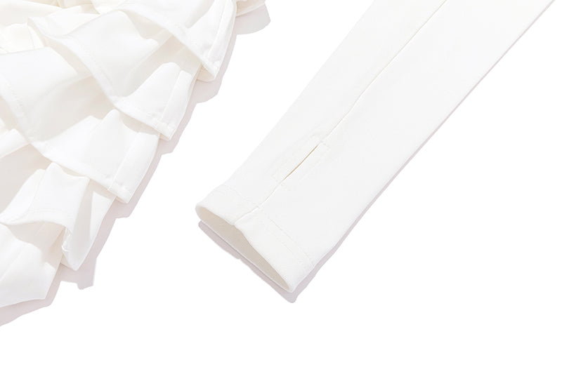 13DE MARZO Off-Shoulder Tiered Dress White