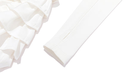 13DE MARZO Off-Shoulder Tiered Dress White