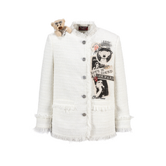 13DE MARZO Rolling Stones Badge Tweed Jacket White
