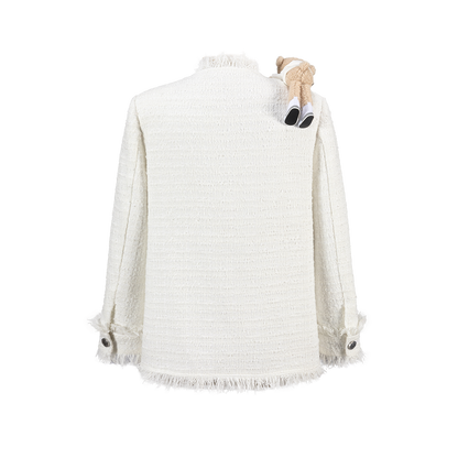 13DE MARZO Rolling Stones Badge Tweed Jacket White