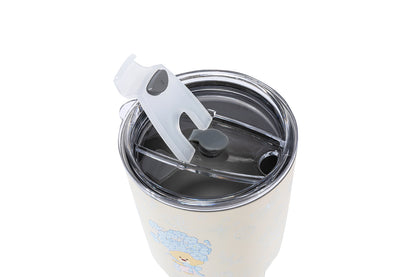 13DE MARZO Embossed Floral Bear Steel Cup White
