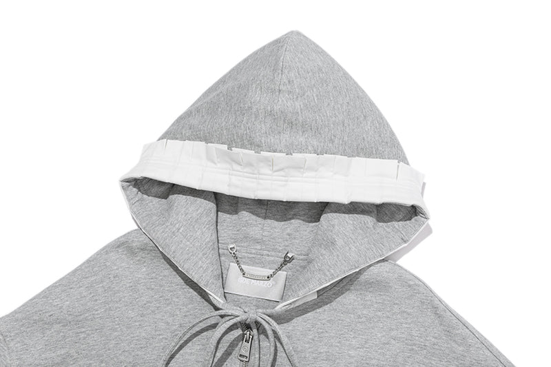 13DE MARZO Lace Edge Zip Hoodie Grey