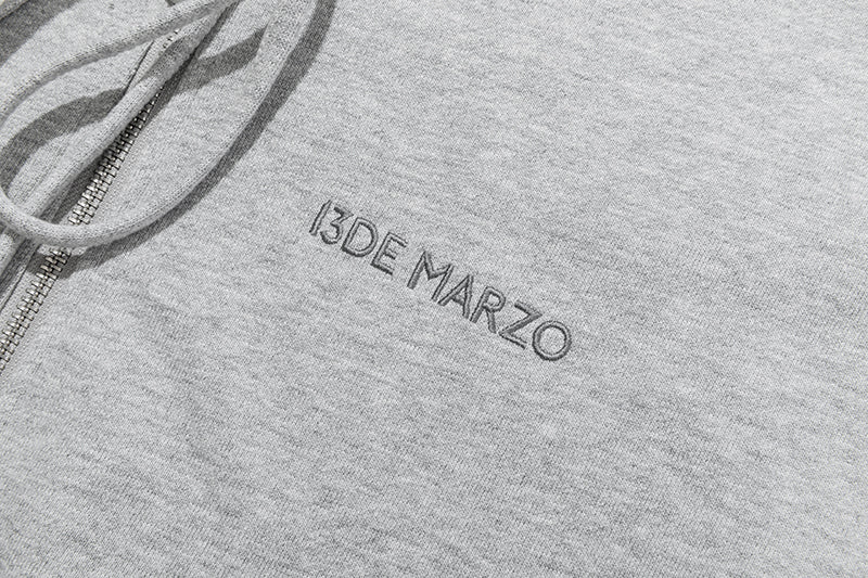 13DE MARZO Lace Edge Zip Hoodie Grey