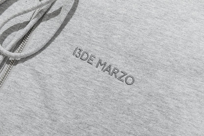13DE MARZO Lace Edge Zip Hoodie Grey