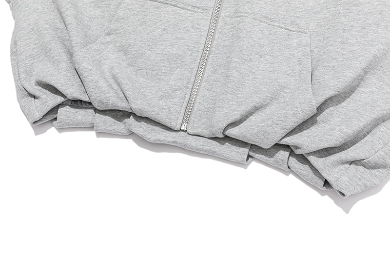 13DE MARZO Lace Edge Zip Hoodie Grey