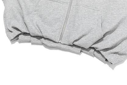 13DE MARZO Lace Edge Zip Hoodie Grey